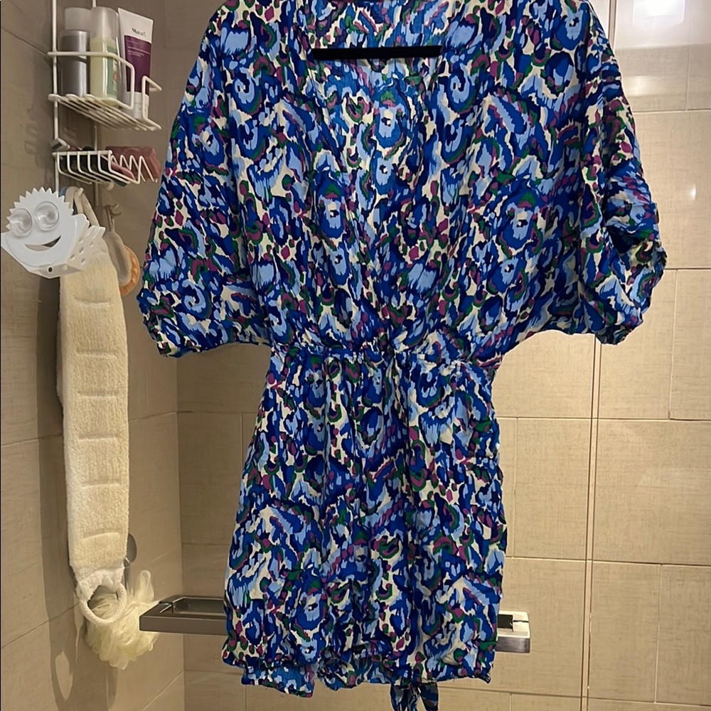 Vibrant Blue Patterned Romper